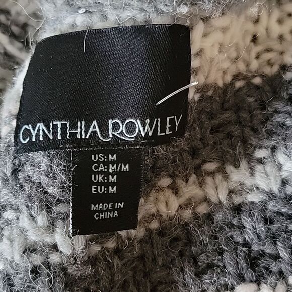 Cynthia Rowley Chunky fair isle knit wool alpaca blend‎ thick hooded duster sz M - Picture 6 of 10